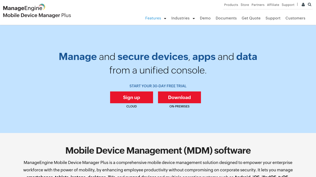 ManageEngine Mobile Device Manager Plus